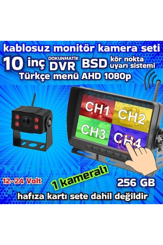 10 İnç Dokunmatik 1 Adet Kablosuz Kamera Ahd 1080p Dvr Monitör Bsd Kör Nokta Sistemli 12 24 V
