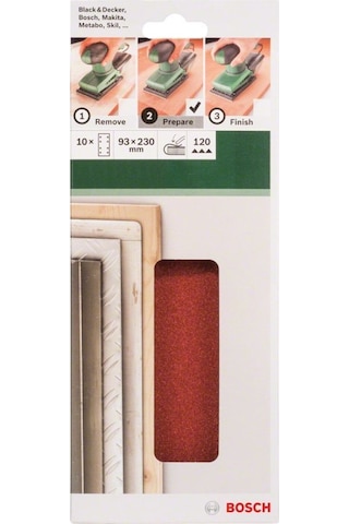 Bosch Zımpara Kağıdı 10'Lu 93 X 230 Mm 120 Kum 8 Delik 2609256A97
