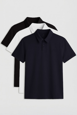 Tommylife Standart Fit Basic Polo Yaka 3lü Paket Siyah-beyaz-lacivert Erkek T-shirt 87768 Siyah-beyaz-lacivert