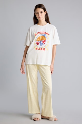 Defacto Baskılı Kısa Kollu Regular Fit 2li Pijama Takımı I8336ax26auyl83 Sarı-yl83
