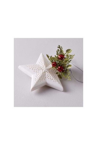 Ornate Star 11,8 2,5 10,9 Cm Ledli Dekor Beyaz