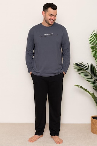 Erkek 6150-21 Uzun Kol % 100 Pamuk Pijama Takımı Füme Füme