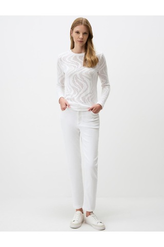Jimmy Key Jimmy Key Beyaz Normal Paça Yüksek Bel Cepli Dokuma Pantolon 6sw185478100