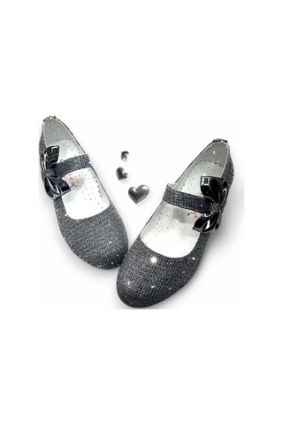 Beebron Ortopedik Topuklu Abiye Kız Çocuk Ayakkabı Shining Series Abiayk2401 Simli Antrasit Antrasit