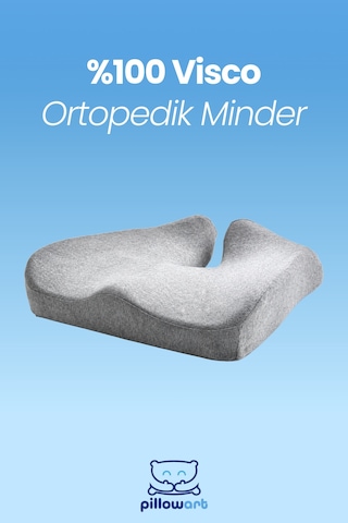 Visco Oturma Simidi Koltuk Minderi & Kuyruk Sokumu Destekli Gri