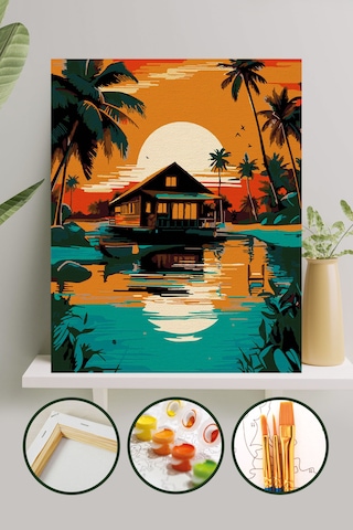 Sayılarla Boyama Tuval Seti 40x50 Cm - Palmiye