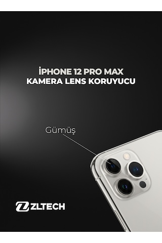 İphone 12 Pro Max Uyumlu Kamera Lens Koruyucu Gümüş