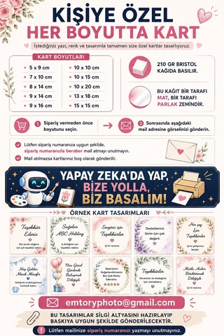Yapay Zeka'da Yap Biz Basalım Kişiye Özel Kart - Teşekkür Kartı - Davetiye - Paketleme Kartı