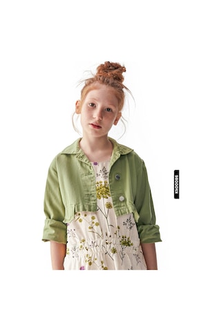 Nk Kids Xo Kids Düğmeli Polo Yakalı Sahte Çift Cepli Düz Renk Kız Çocuk Ceket 8-14 Yaş 36704 Yeşil