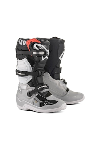 Alpinestars Tech 7s Kros Çocuk Motosiklet Botu Siyah Gri Beyaz Altın