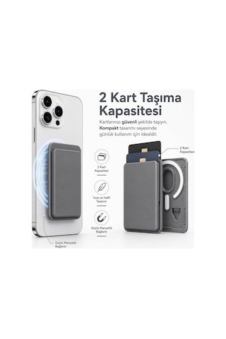 Xmlbayiciniz Magsafe Uyumlu Manyetik Kartlık Cüzdan, 2 Kart Kapasiteli Telefon Kartlığı, Güçlü Mıknatıslı İnce Kart Tutuc Çok Renkli