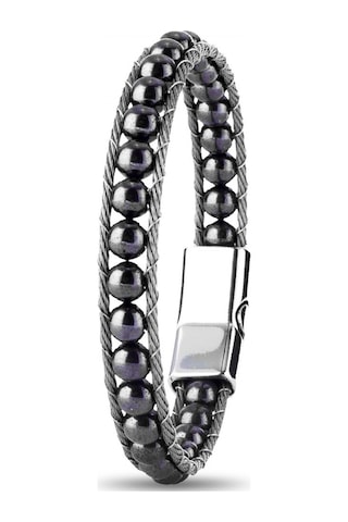 Fm Hematit Doğaltaş Ve Çelik Halat Örme Bileklik 31832b2dh2 Siyah