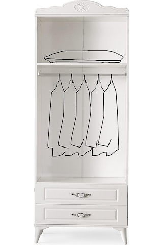 Sahra 2 Kapılı 2 Çekmeceli Gardrop Elbise Dolabı 80x48x210cm 001