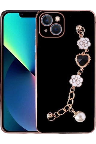 Apple Uyumlu iPhone 14 Kılıf El Tutamaçlı Kamera Korumalı Zore Taka Silikon Kapak Siyah