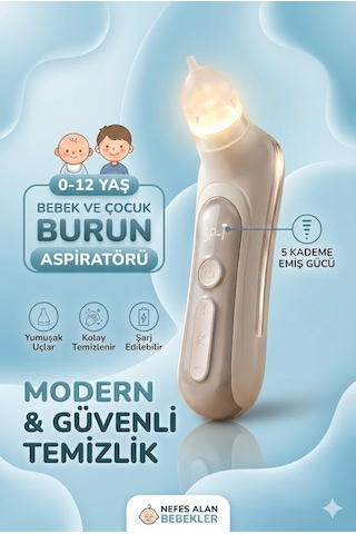 Babyhope H-031 - 5 Kademeli Elektrikli Bebek & Çocuk Burun Aspiratörü 0-12 Yaş Uyumlu Temizleme Cihazı