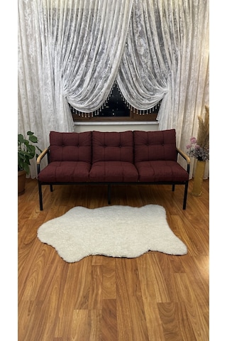Modern Avcılar Balkon, Bahçe, Cafe - Metal Kanepe Koltuk Takımı 3 Lü Bordo
