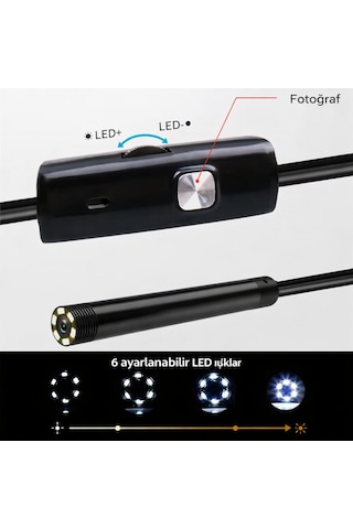 10 Metre Endoskop Kamera Su Geçirmez Led Işıklı Boroskop Yılan Kamera Android Uyumlu Micro+usb+type-c