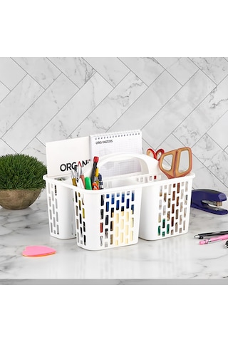 Porsima 8114 Org-51 3 Bölmeli Düzenleyici Sepet - Organizer Beyaz
