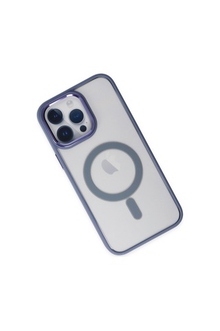 iPhone Uyumlu 15 Pro Max Uyumlu Kamera Korumalı Magsafe Şeffaf Kılıf Buz Mavisi