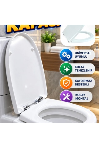 Universal Klozet Kapağı Kaydırmaz Destekli Kolay Temizlenebilir Banyo Aksesuarı Renkli