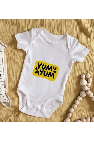 Bitmeyenkartus Bk Kids Yum Yum Tasarımlı Bebek Body Zıbın - Model 1 Çok Renkli