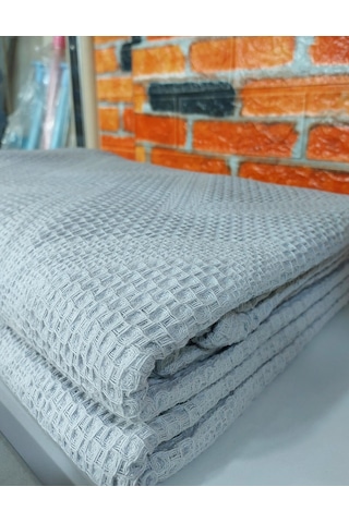 Şaheser %100 Pamuk Çift Kişilik Pike 240x220 Tek Pike -gri V1 Gri