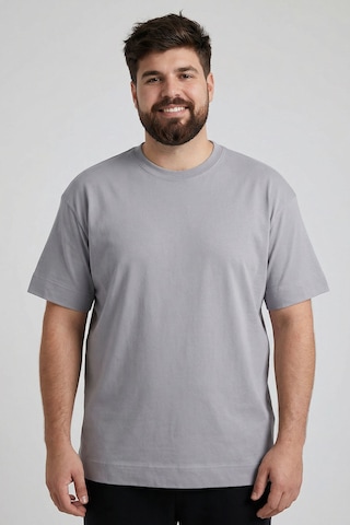 Tommylife Gri Basic Kısa Kol O Yaka Büyük Beden Erkek T-shirt - 88072 Gri