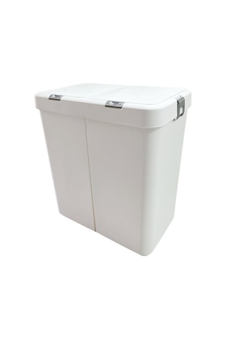 Gümüş Ikili Dokunmatik Çamaşır Sepeti Çöp Kovası Temizlik Kovası Kirli Sepet 80 Litre-mt009