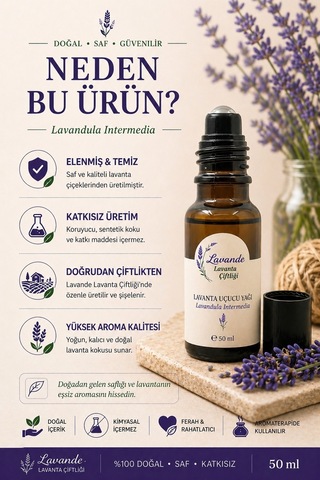 Lavande Lavanta Çiftliği Lavanta Yağı L.intermedia Rollon 50 ML