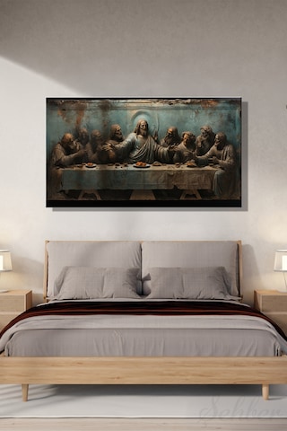 Panoramik Yatay Kanvas Tekli Salon Mutfak Yatak Odası Ofis Leonardo Da Vinci Son Akşam Yemeği