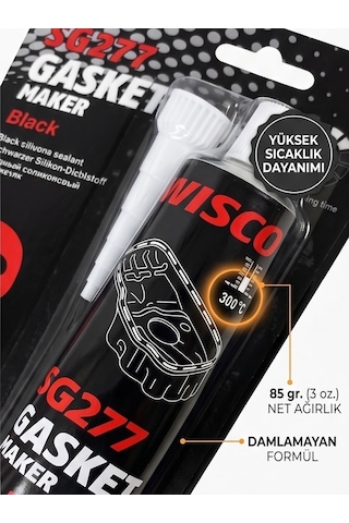 Wisco 300° Isıya Dayanıklı Siyah Sıvı Conta Tüp Silikon 85 G