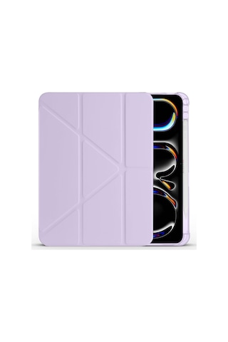Apple Uyumlu iPad, Pro 11 İnç M5 2025 Kılıf Üçgen Katlanabilir Kalem Şarj Bölmeli Kılıf A2836 A2837 A3006 Kapaklı Kılıf