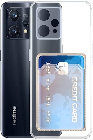 Kvy Realme 9 Pro Kamera Korumalı Kartlıklı Setra Şeffaf Silikon Kılıf