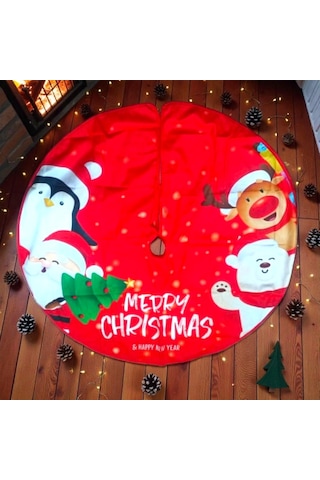 Profesyonel Vıp Kalite Çam Ağacı Eteği Yılbaşı Ağacı Altlığı Noel Figürlü 88 Cm Çapında Büyük Model