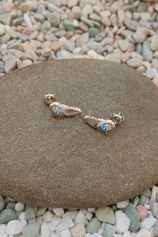 Chavin Topaz Melek Kanadı 0.02 Carat Gümüş Küpe Ey48 Beyaz