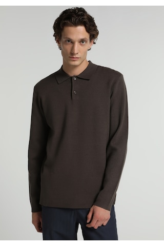 Colin's Colins Regular Fit Polo Yaka Jakarlı Erkek Kahverengi Kazak Cl1076234 Q1.v1 Brw