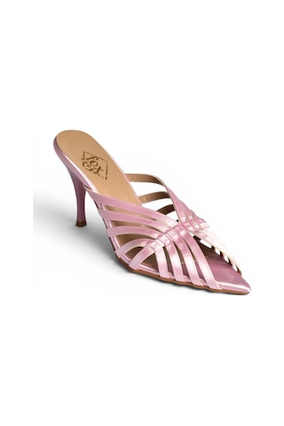 Fox Shoes Y752132704 Pudra Saten Kumaş İnce Topuklu Kadın Terlik