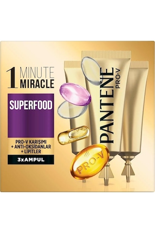 Pantene Ampul 1 Dakikada Mucize Superfood 3'lü 15 Ml