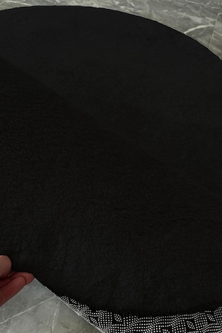 Post Peluş Yumuşak Oval Halı Tüylü Halı Kaymaz Taban Konforlu Dekoratif Yıkanabilir Yolluk Siyah