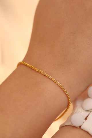 14 Ayar Altın Orta Kalın Halat Zincir Bileklik Sarı Altın