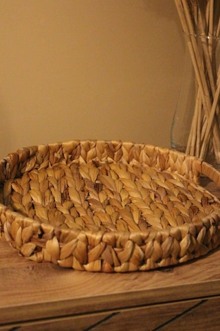 Hasır Su Sümbülü Yuvarlak Tepsi Küçük Boy Organizer Düzenleyici Diğer