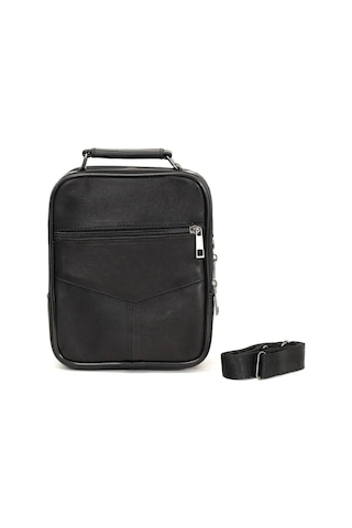 Tuldar Erkek Hakiki Deri Çelik Kasalı Fermuarlı El Ve Omuz Çantası 18x22 Cm Tul514 Siyah