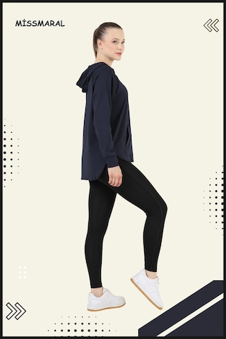 Kadın Eşofman Takım Spor Tunik & Slim Fit Tayt Dalgıç Kumaş Sports And Casual Lacivert 3060 Lacivert / Siyah