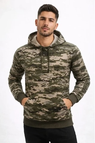 Vexor Erkek Kamuflaj Desenli 2 İplik 4 Mevsim Kapüşonlu Kanguru Cepli Hoodie Sweatshirt - Kamuflaj Çok Renkli
