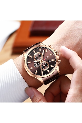 Curren 8348 Kuvars Erkek Kol Saati Paslanmaz Çelik Kayışlı Erkekler İçin Tarih Takvim Göstergesi Üç Alt Kadran İkinci Dakika Mikrosaniye Kronograf Su Geçirmez Parlak İskeletler Çok Renkli