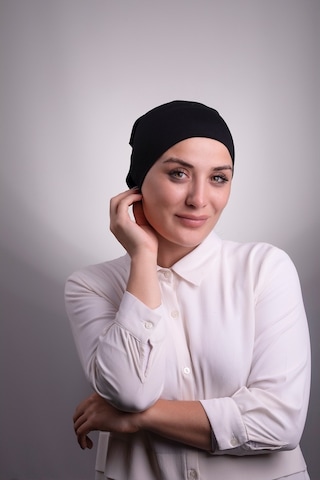 Halven Siyah Pratik Hazır Geçmeli Iç Bone Viskon Kumaş Dikişsiz Boru Bon Siyah
