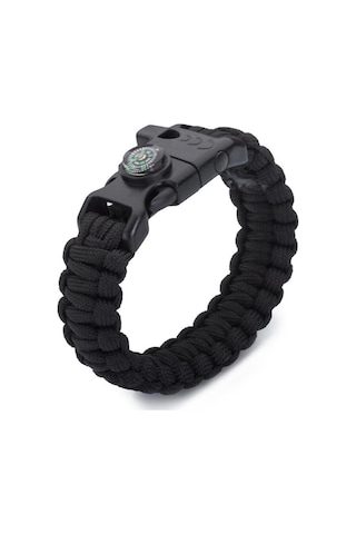 Paracord Bileklik-pusula-ateş Başlatıcı-düdük-siyah-2019 Siyah