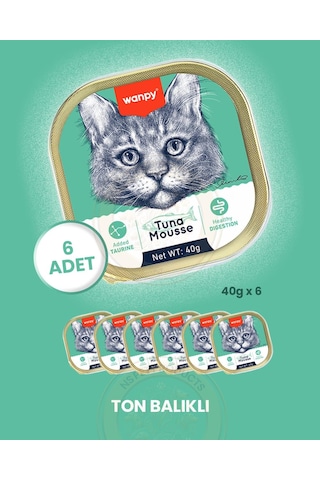 Wanpy Kedi 40g 6'lı Ton Balıklı Alutray Yaş Mama