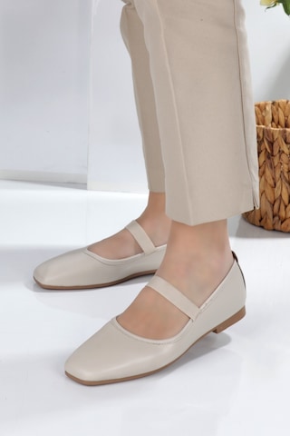 Meyoushoes Lastikli Babet Ayakkabı Açık Bej 40 Kahverengi