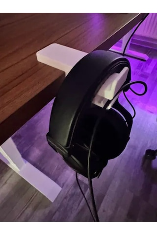 Masa Kenarı Asılabilir Kulaklık Standı, Kulaklık Tutucu Beyaz